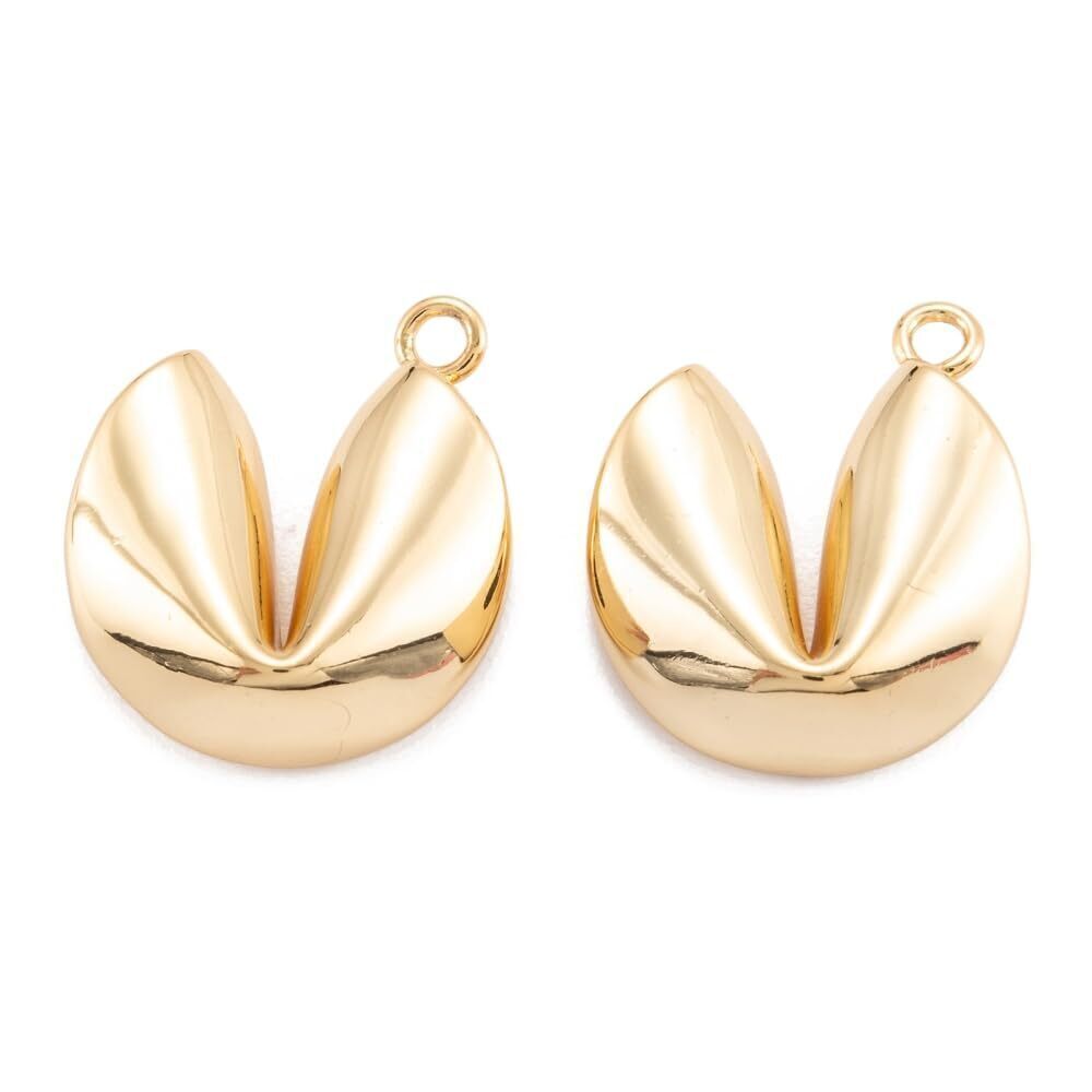 9464 10Pcs Brass Fortune Cookie Charms Sweet Food Shaped Charms Lucky